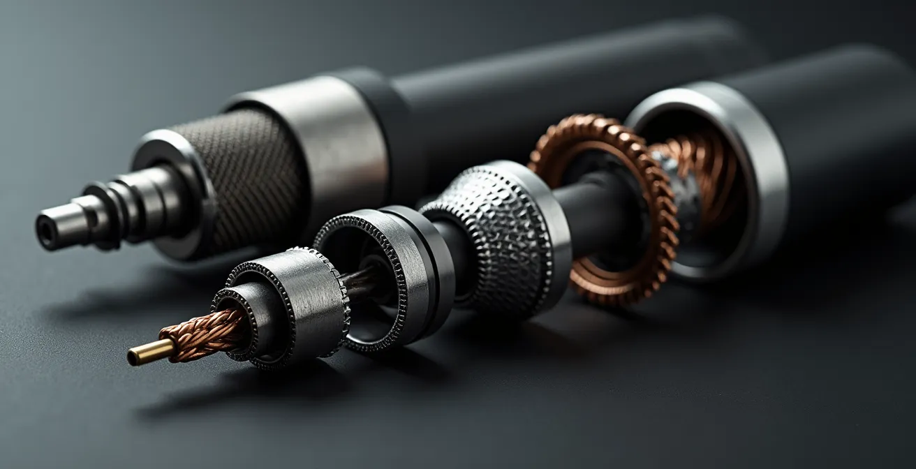 Vue éclatée montrant les composants internes d'un fer à repasser de qualité